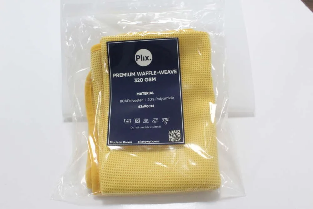 PLIX PREMIUM │WAFFLE - WEAVE 320GSM │Khăn lau kính màu vàng